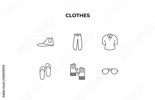 fully editable outline icon collection from clothes concept. thin line icons set such as leather chelsea boots, harem pants, blouse, wool gloves, pilot sunglasses,