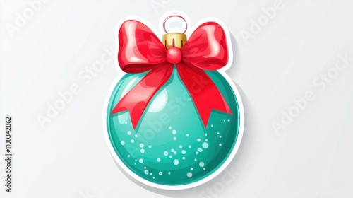 Colorful ornament with red bow and shimmering details for holiday decorations or festive crafts