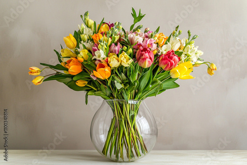 Wallpaper Mural Colorful spring bouquet in a glass vase for home decoration Torontodigital.ca