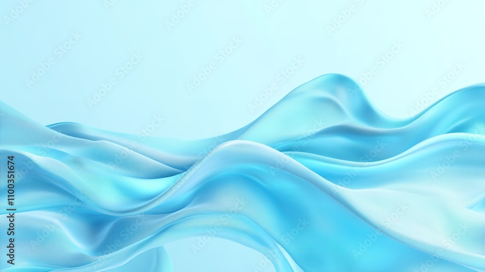 Fototapeta premium Soft Blue Waves Flowing Gently Over Light Background in 3D Style