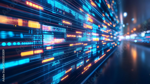 Abstract 3D Data Stream Background