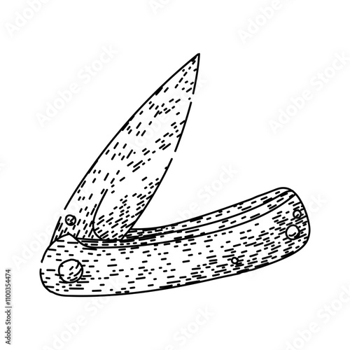 edc pocket knife hand drawn. tactical multi, sharp compact, durable versatile edc pocket knife vector sketch. isolated black illustration