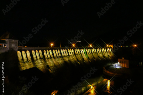 Edertalsperre beleuchtet nachts photo