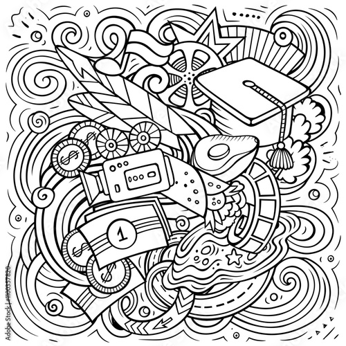 California hand drawn cartoon doodle illustration. Funny USA State design. Creative art vector background. 