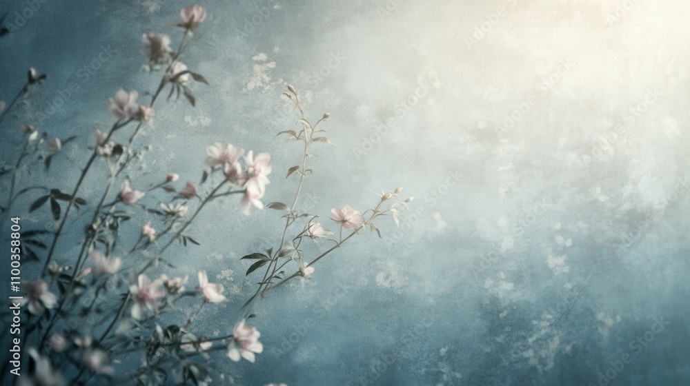 Obraz premium A vintage-style floral wallpaper backdrop with muted tones and simple patterns, soft and classic appearance,