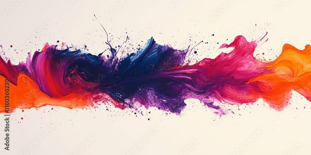 Obraz premium Abstract paint splashes in vibrant colors on a white background, artistic and dynamic design,