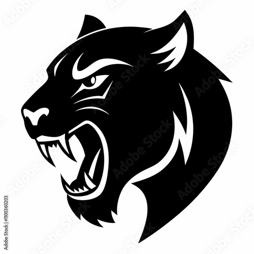 Angry tiger head logo silhouette vector art illustration