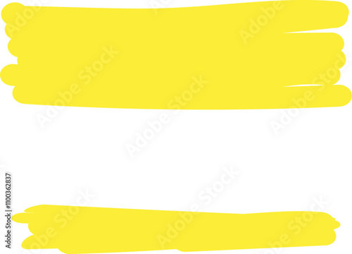 Highlighter line marker strokes lines vector. Yellow watercolor hand drawn highlight set. Marker pen highlight strokes.