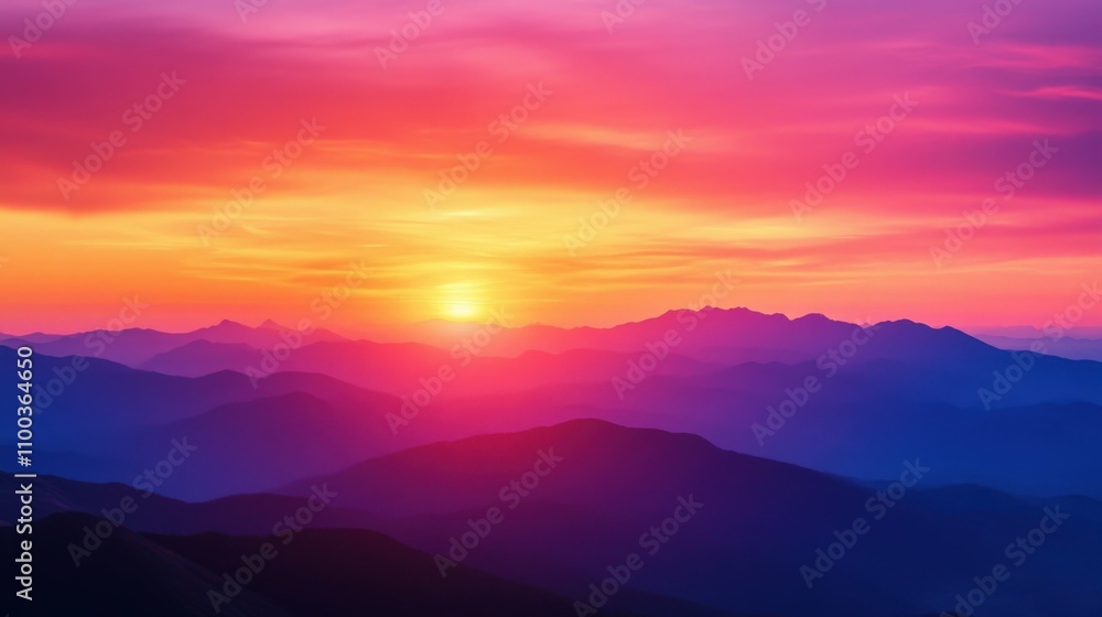 Obraz premium Vibrant sunset gradient with orange, pink, and purple hues, soft transitions and smooth texture,