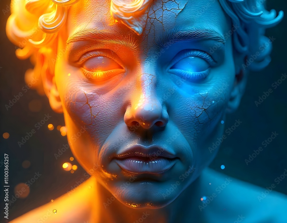Abstract Split Face: Warm and Cool Tones
Abstract Split Face: Warm and Cool Tones