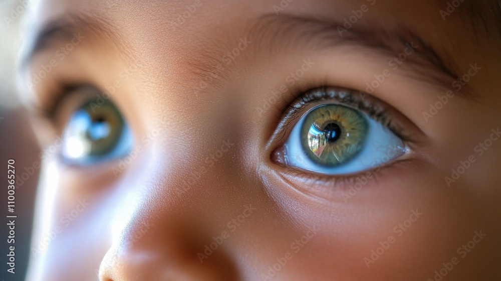 Naklejka premium The hopeful eyes of a child in a foster care home, Symbolizing resilience amidst family challenges, photography style