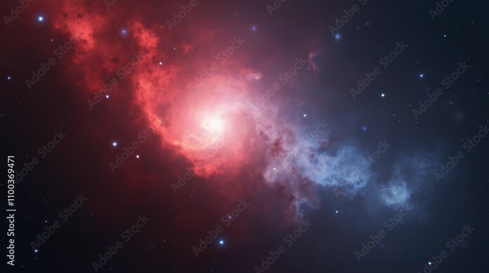 Fototapeta premium Radiant Red Nebula in Deep Space.