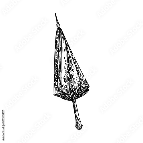 fashioned umbrella hand drawn. nostalgic heritage, traditional collectible, period historic fashioned umbrella vector sketch. isolated black illustration