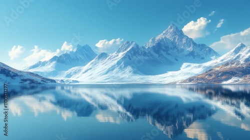 Wallpaper Mural Majestic snow capped mountains reflected in a calm lake Torontodigital.ca