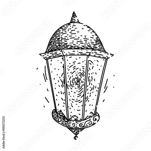 retro vintage lantern hand drawn. classic rustic, collectible oil, brass metal retro vintage lantern vector sketch. isolated black illustration