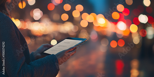 Man Holding Booklet with Warm Bokeh Background

 photo