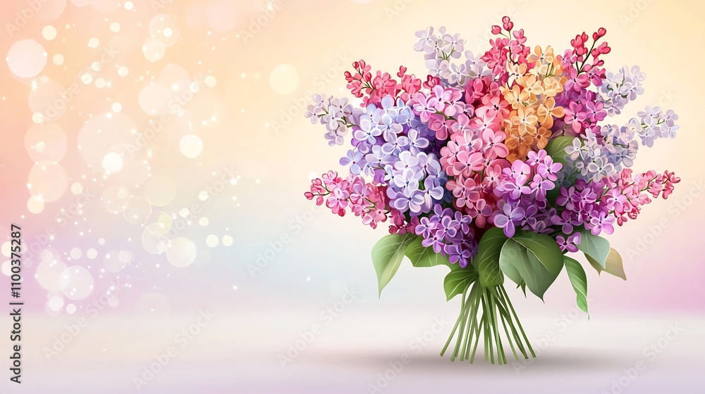 Obraz premium Vibrant Lilac Bouquet in Dreamy Watercolor Style with Soft Misty Atmosphere