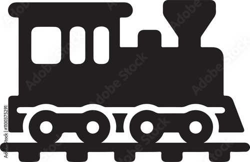 A train icon vector art illustration silhouette style on a white background.
