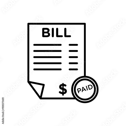 Bill paid icon Isolated flat vector in outline