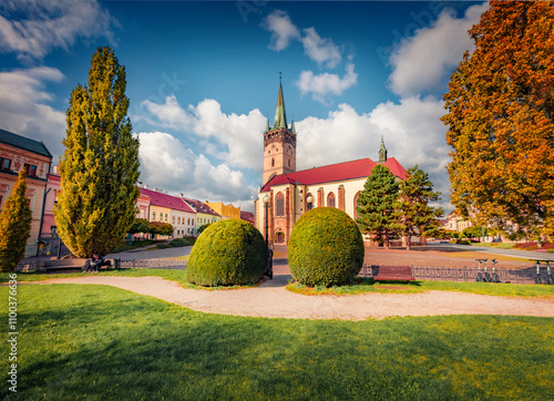 Fotografi Sunny autumn cityscape of Presov town,  Slovakia, Europe