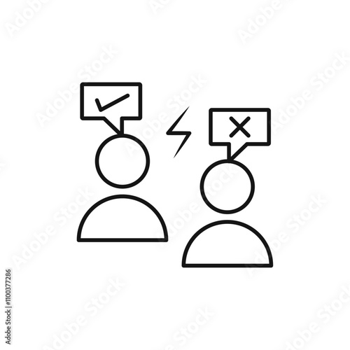 Disagreement icon Isolated flat vector in outline