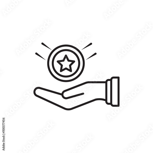 Earn point icon Isolated flat vector in outline
