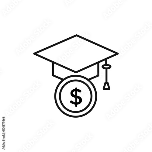 Education cost icon Isolated flat vector in outline