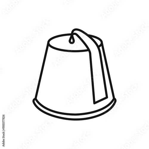 Fez hat icon Isolated flat vector in outline