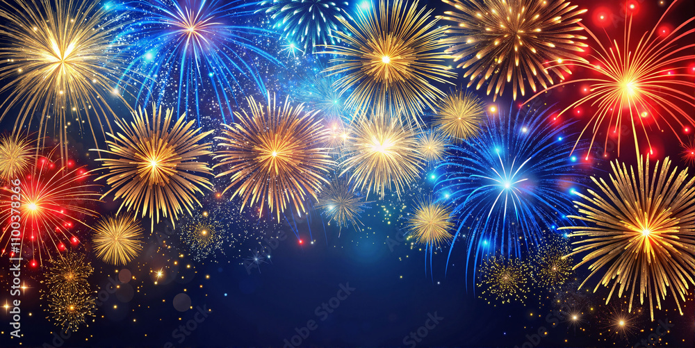 Fototapeta premium Multicolor fireworks display on festive night