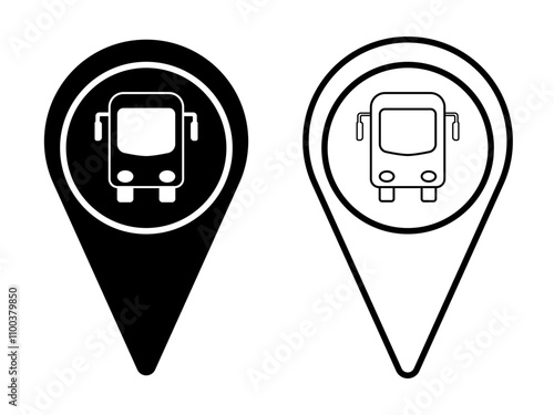 Map pin bus stop / bus stand location gps marker icon. Element of map point for mobile concept and web apps UI. Icon for website design and development, app development.