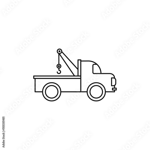 Tow truck icon Isolated flat vector in outline