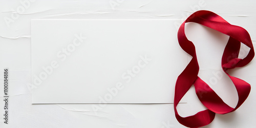 White Gift Box with Red Ribbon Bow photo