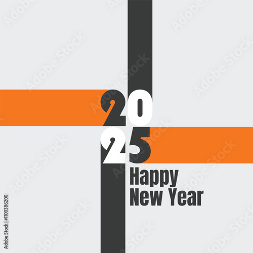 Happy New Year 2025 bold design vector template. Premium vector. Happy new year 2025 design with colorful truncated number illustrations. Design for poster, banner, greeting and new year 2025.