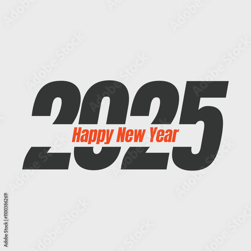 Happy New Year 2025 bold design vector template. Premium vector. Happy new year 2025 design with colorful truncated number illustrations. Design for poster, banner, greeting and new year 2025.