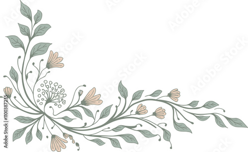 Colorful vector floral corner design 
