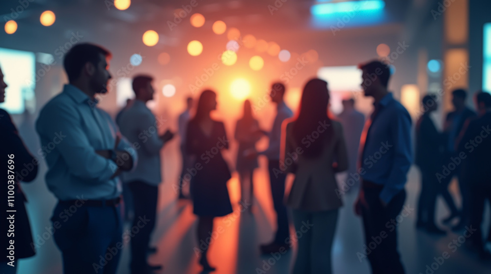 Fototapeta premium Meeting of professionals with a presentation and party, blurred image