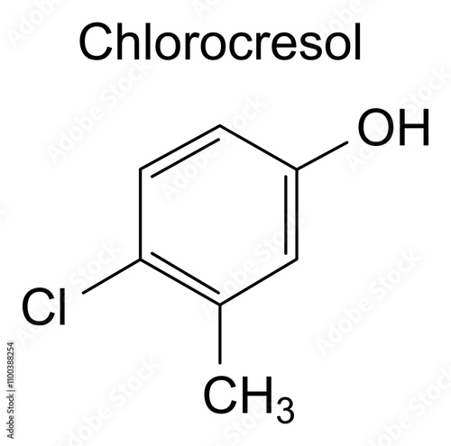 Chemical structure of chlorocresol, drug substance