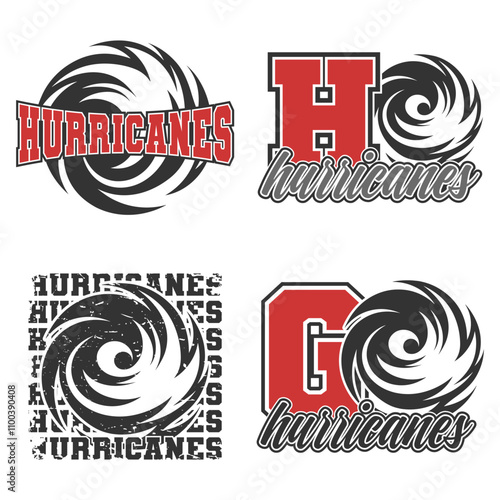 Hurricanes Illustration Clip Art Design Shape. School Team Mascot Silhouette Icon Vector.	
