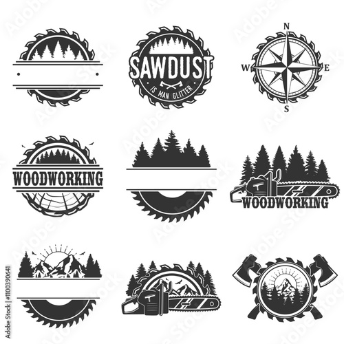 Woodworks Icon Silhouette Illustration. Carpentry Vector Graphic Pictogram Symbol Clip Art. Doodle Sketch Black Sign.	