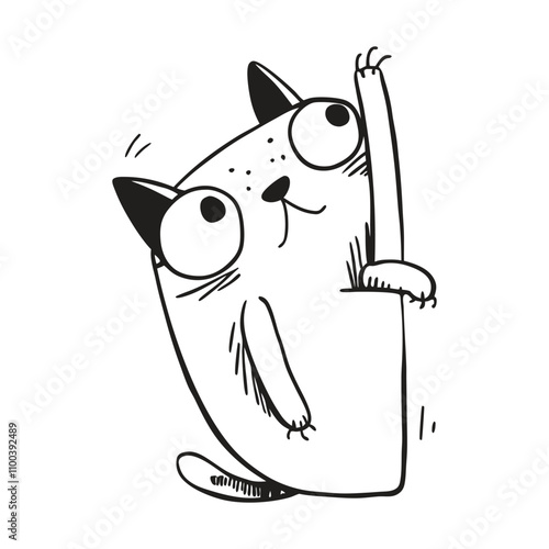 Panic and suprised cat vector illustration doodle line art