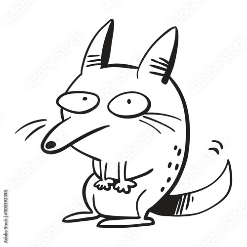 Panic and suprised cat vector illustration doodle line art