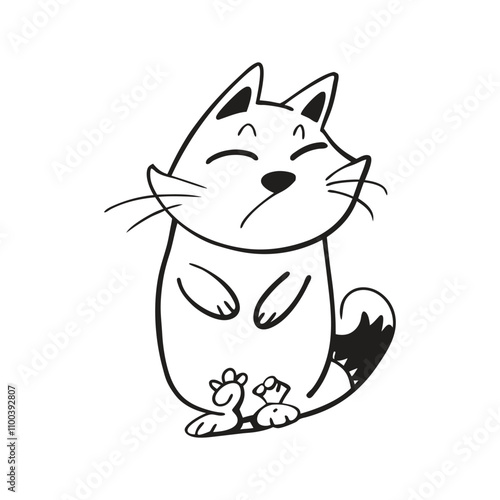 Panic and suprised cat vector illustration doodle line art