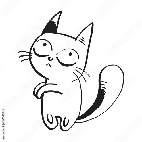 Panic and suprised cat vector illustration doodle line art