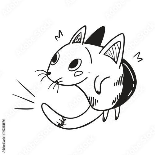 Panic and suprised cat vector illustration doodle line art