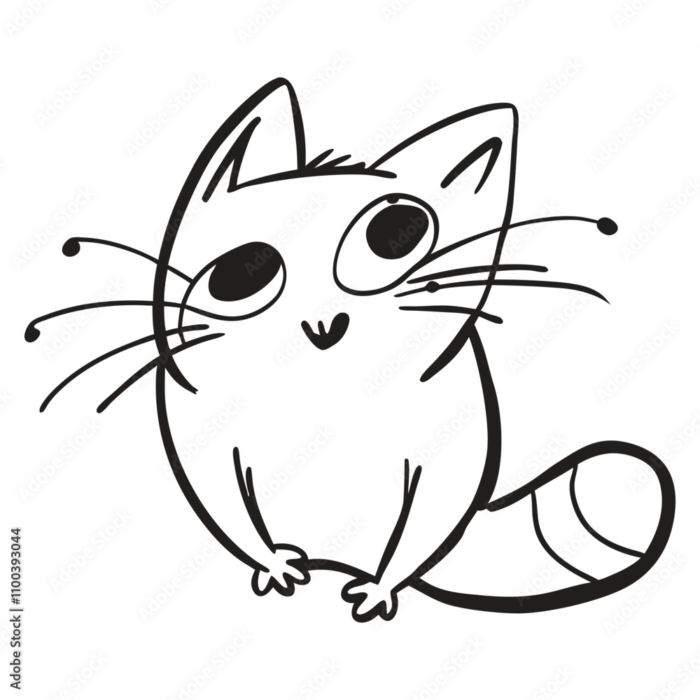 Obraz premium Panic and suprised cat vector illustration doodle line art