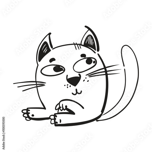 Panic and suprised cat vector illustration doodle line art