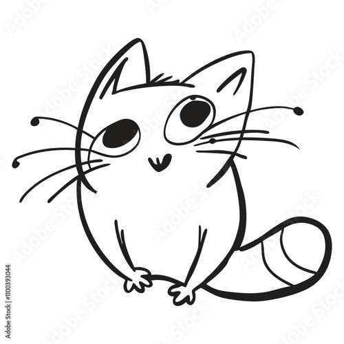 Panic and suprised cat vector illustration doodle line art
