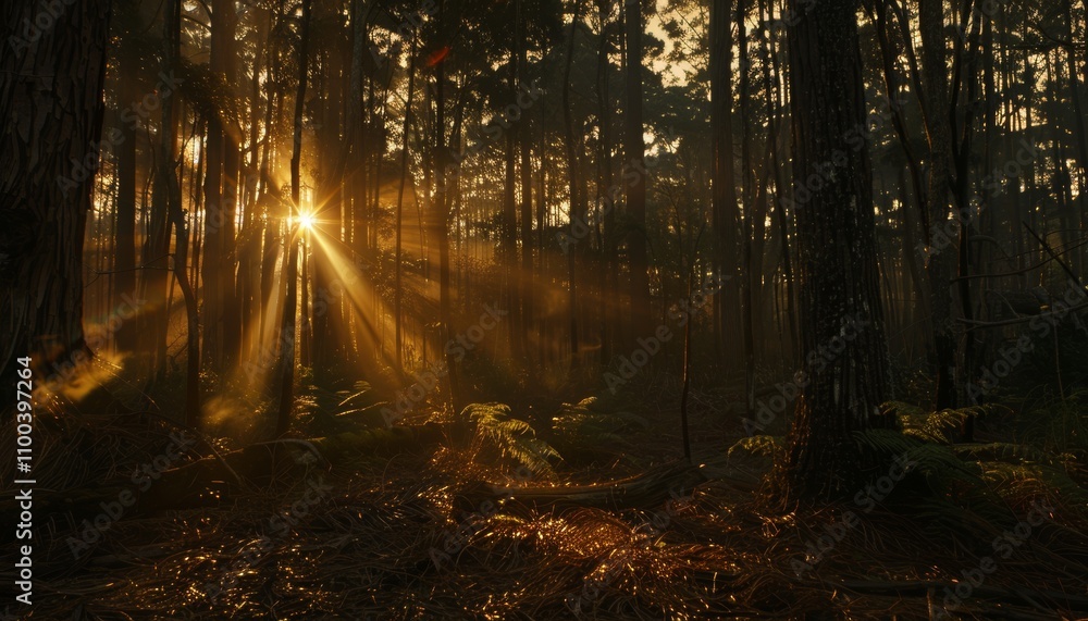 Fototapeta premium Exploring a vibrant rainforest dense foliage, vines, and sunlight through the canopy