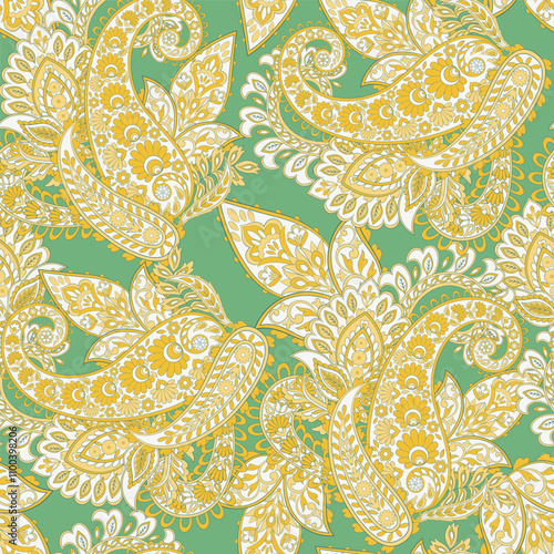 Vintage floral background. Damask paisley seamless vector pattern