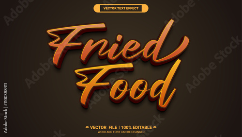 Fried food logotype editable 3d vector text style effect 